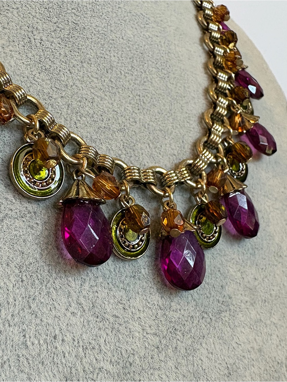 Vintage AVON Purple Faceted Gem Bib Necklace